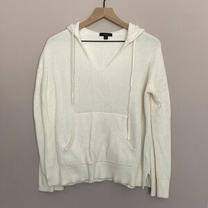 J. Crew Ribbed Cotton Cashmere Blend Hoodie Ivory White